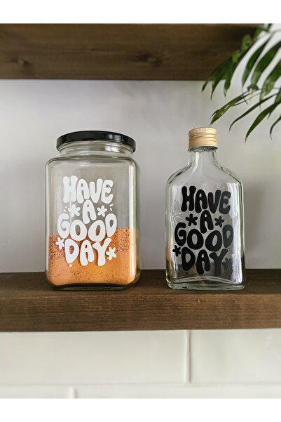 Atölye Merdiven 2li set Cam kahve kurabiye kavanozu ve Cold brew şişesi dekor...