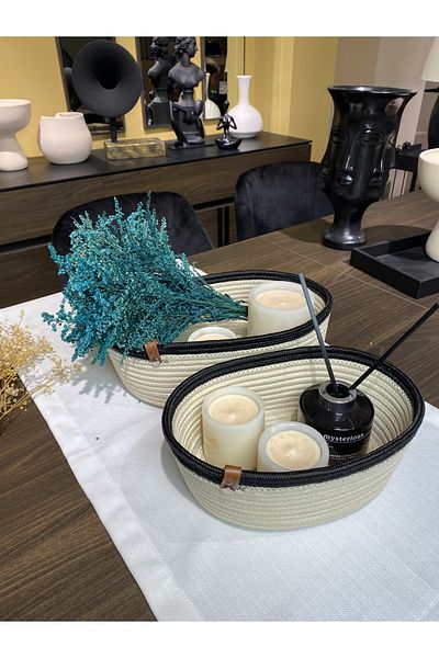 MaVaux Coș de iută Milano din 2 piese cu aspect răchită - Organizator decorativ