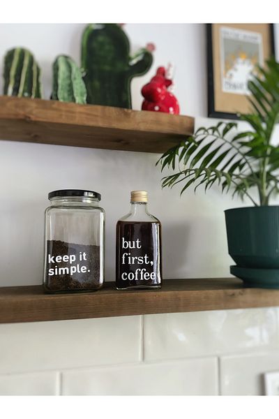 Atölye Merdiven Glass Coffee and Cold Brew Bottle - 1000 ml Decorative Pinterest Jar Set of 2
