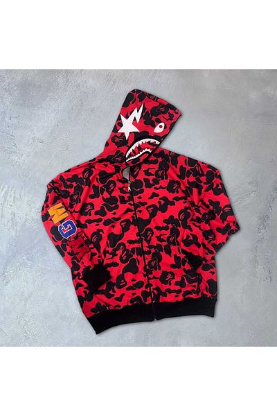 Mhm Unisex Bărbați Femei Broderie Cardigan Bape roșu brodat