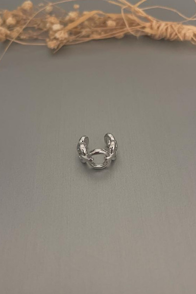 Jaida Moda Gri Sıkıştırma Deliksiz Fake Çelik Kıkırdak Küpe Ear Cuff