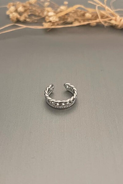 Jaida Moda Unisex Sıkıştırma Deliksiz Zincir Desenli Çelik Kıkırdak Küpe Ear Cuff