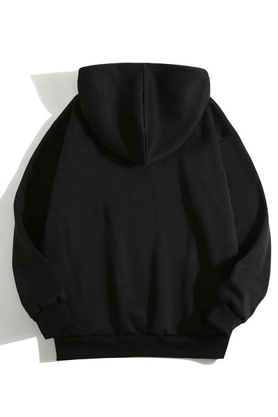 MANCY Unisex φούτερ με κουκούλα με στάμπα σε μαύρο χρώμα