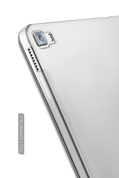 Vorcom Ultrapad Tablet Uyumlu Yarı Şeffaf Kapaklı Kılıf Katlanabilir Standlı Gri 360 Ön Arka Tam Koruma