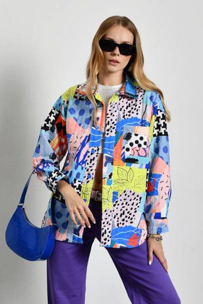 fehika Women's Pink Printed Water Repellent Bondit Oversize Raincoat / Windbreaker