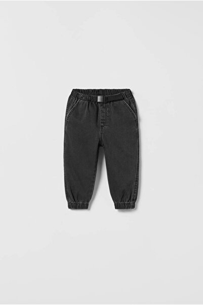 Asel New Season Boy's Black Elastic Waist Appliqued Jogger Jeans