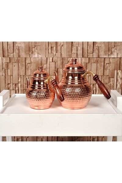 ALICIOGLU Embossed Pattern Copper Teapot Handmade Forged Copper Teapot Set Handcrafted