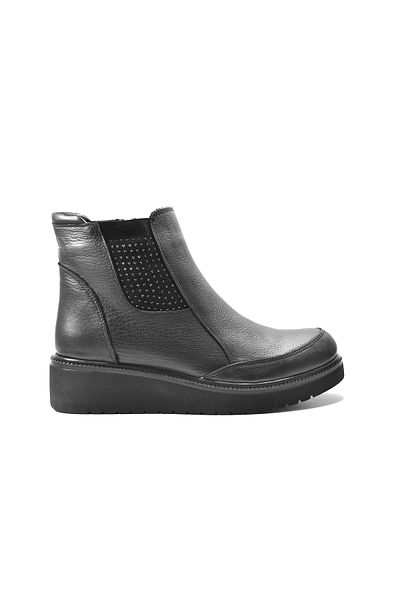 Beety 23BK37.01 Genuine Leather Black Zippered Orthopedic Women's Mother Boots