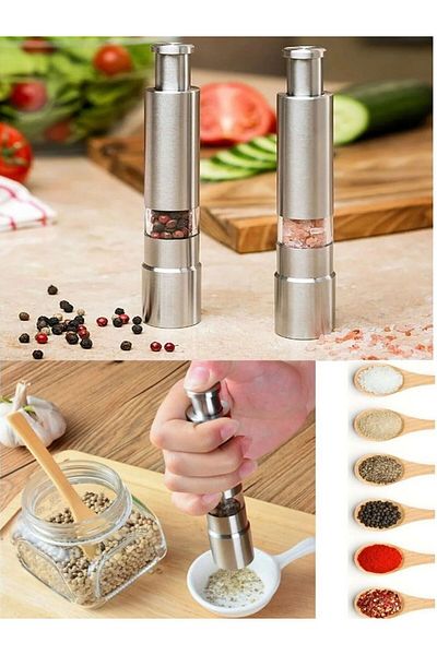 İNDİRİM PRO 1 PCS Salt Spice Grinder Automatic Push Steel Mill