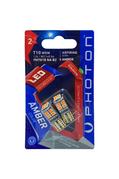 Photon T10 W5W 12V Amber 12 Led Aspırıng  uyumlu  Serıe (2 Li Blister)
