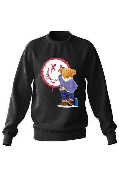 ADA BEBEK ÇOCUK Hanorac pentru copii unisex oversize Painter Bear imprimat