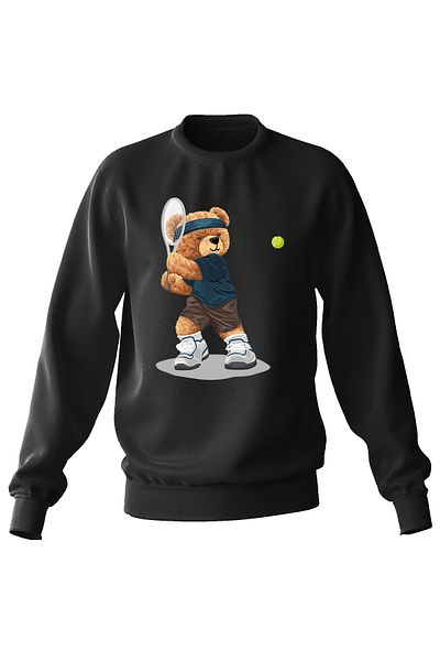 ADA BEBEK ÇOCUK Hanorac pentru copii, unisex, supradimensionat, pentru jucător de tenis, cu imprimeu urs