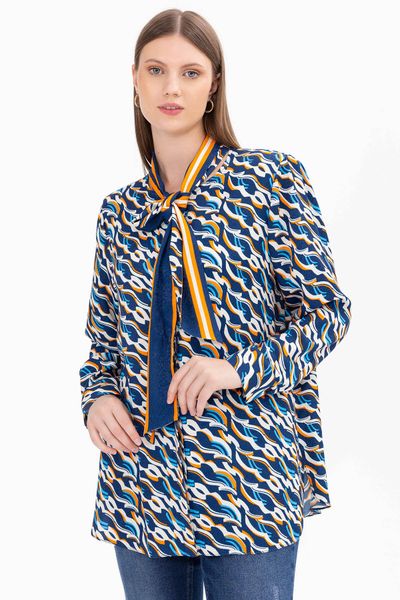 Plus Size Navy Stripe Print Tunic