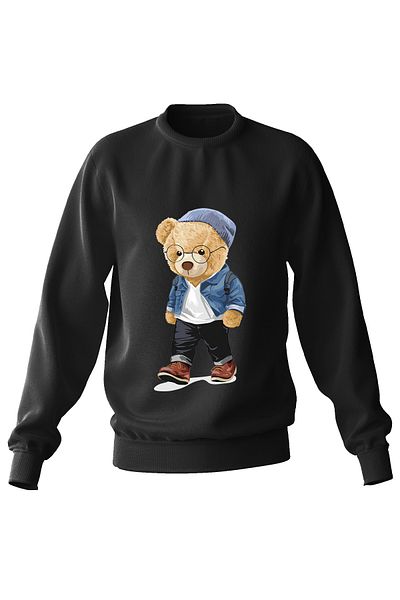 ADA BEBEK ÇOCUK Hanorac pentru copii, unisex, supradimensionat, cu imprimeu de urs cu pălărie