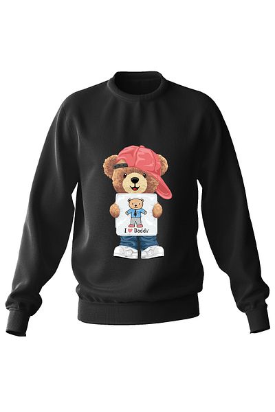 ADA BEBEK ÇOCUK Hanorac unisex oversize I&#39;m Dady Bear imprimat pentru copii