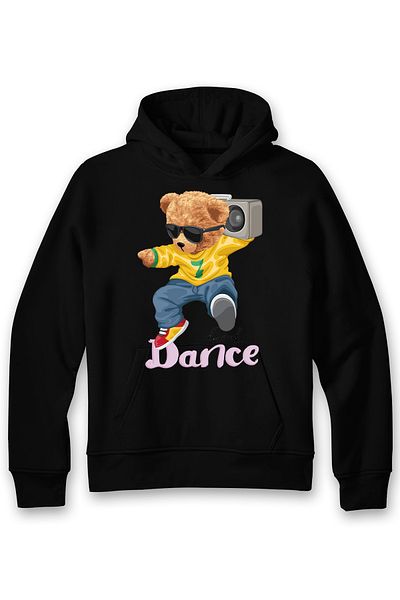 ADA BEBEK ÇOCUK Hanorac pentru copii, unisex, supradimensionat, cu imprimeu Dancer Bear