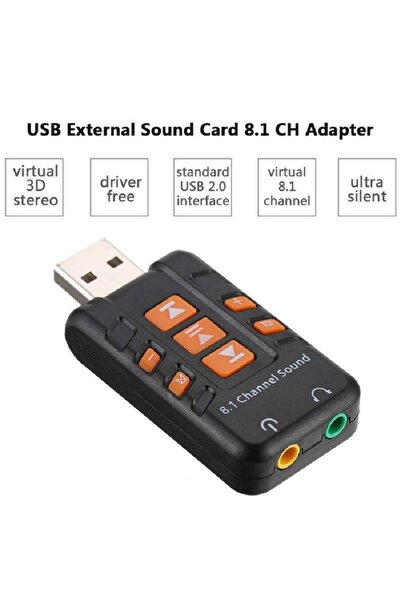 Derwell Yeni Nesil 8.1 USB Ses Kartı Virtual Sound 3D Usb Harici Ses Kartı Ch...