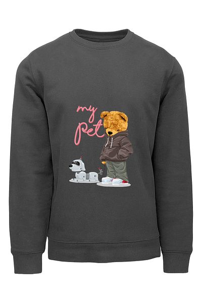ADA BEBEK ÇOCUK Παιδική μπλούζα Unisex Oversize Animal Lover Bear με στάμπα