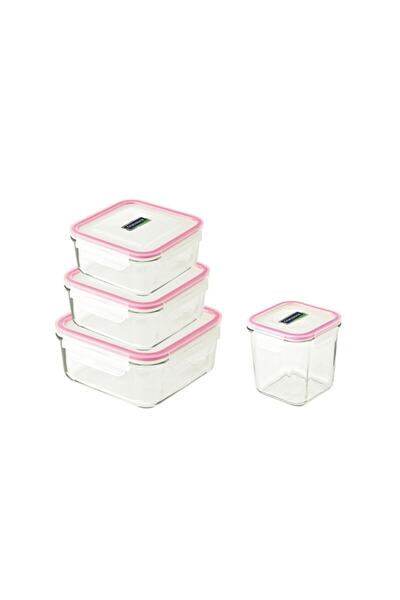 Glasslock Avantajlı Paket 4'lü Kare Cam Kahvaltı Ve Yeşillik Saklama Seti Kil...