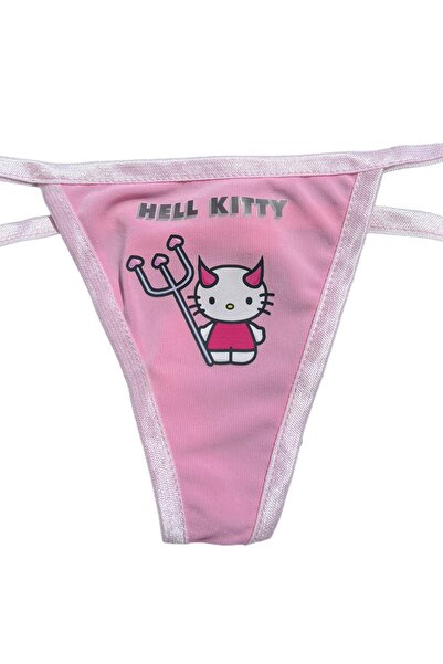 Lolipop Butik Hell Kitty Yazılı Pembe Tanga