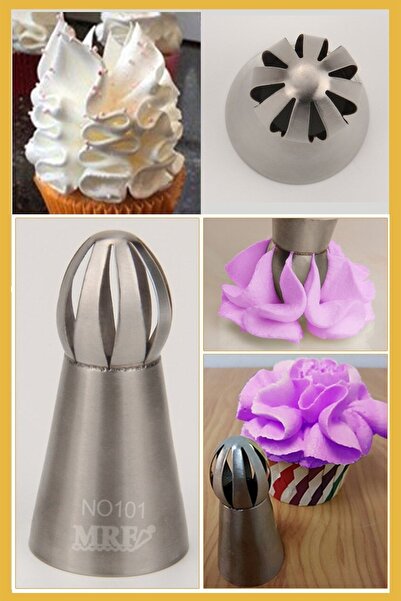 ELGALA Stainless Steel Cream Bag Tip (Whipping Bag Tip, Russian Tip) 1 Piece + 4 Whipping Bag Tips