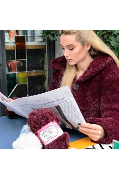 Etrofil Rabbit Örgü Ipi Tüylü Ip Kürk Ip Çanta Çeket Battaniye Halı Şapka Kazak Mont Yastık 70714