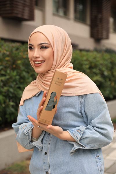 Organic Scarfs Hijab Model with Hijab Combed Cotton - Salmon