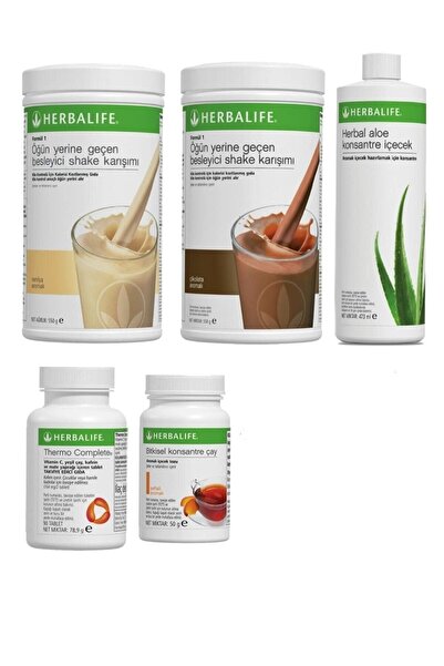 Herbalife Shake Çikolata+vanilya + Şeftali Çay + Aloe Vera + Thermo Complete