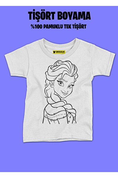 Dijital Baskılı Ürünler Elsa Desenli Çocuklar İçin Tişört Boyama Tek Tişört