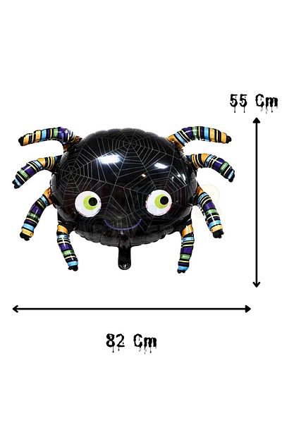 Huzur Party Store Black Spider Foil Balloon 82x55 Cm Halloween Party Halloween Decorative Balloon Helium Compatible