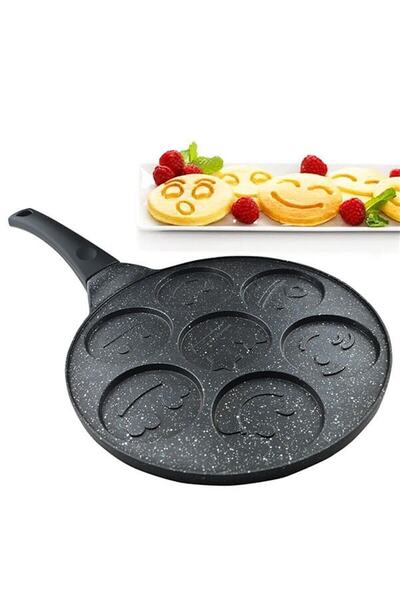 BKM Dizayn مقلاة جرانيت إيموجي بانكيك 28 سم جرانيت مصبوب