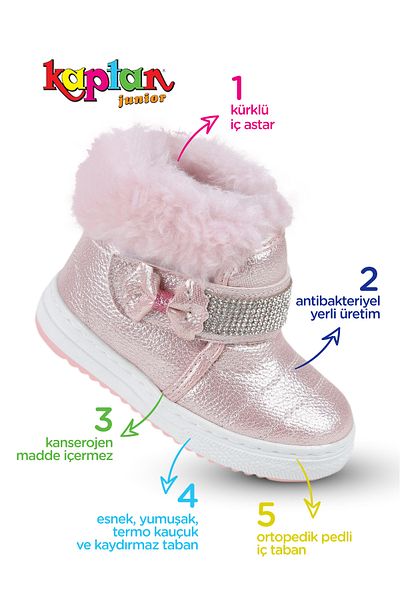 KAPTAN JUNIOR Γυναικεία Μποτάκια με Γούνα Εσωτερικά Αντιολισθητική Σόλα