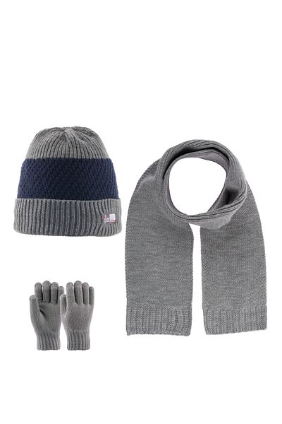 Kitti Boys Scarf Beanie Gloves Set 1 4 Years Light Gray Trendyol
