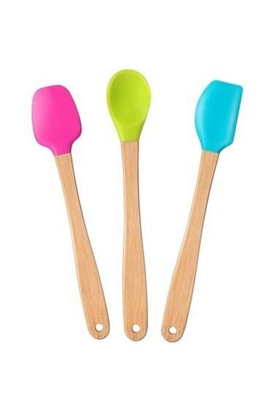 Fontenay 3-Piece Colorful Bamboo Handle Silicone Tip Spatula Spoon Set