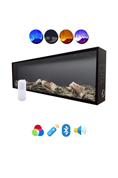 Esha Home Elektrikli yapay dekoratif şömine+ bluetooth 90x25cm