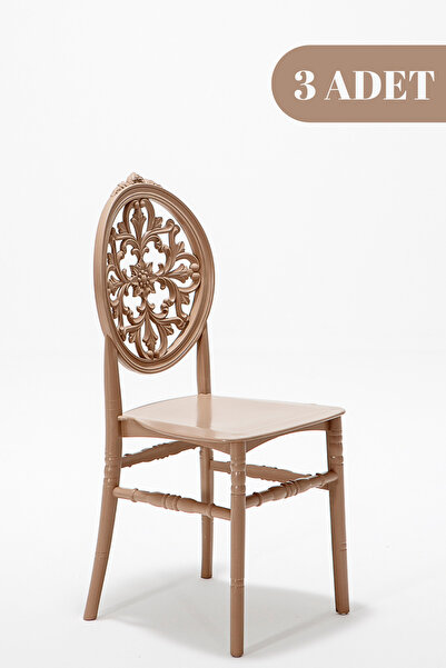 MOBETTO Home Venüs 3 Adet Mutfak Sandalye- Cappucino