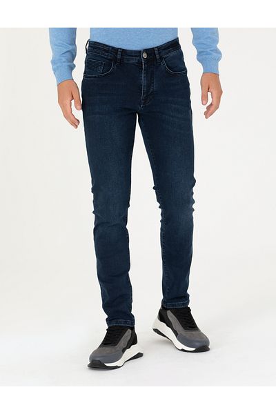Pierre Cardin PİERRE CARDİN SLIM FIT ΥΦΑΝΤΟ ΣΚΟΥΡΟ ΜΠΛΕ ΤΑΝΙΝΤ ΠΑΝΤΕΛΟΝΙ