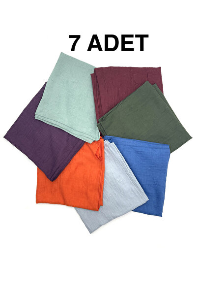 nazipek 7'li Paket Pamuklu Bambu Kraş Eşarp Düğün Kına Dağıtmalık Toptan Yazm...