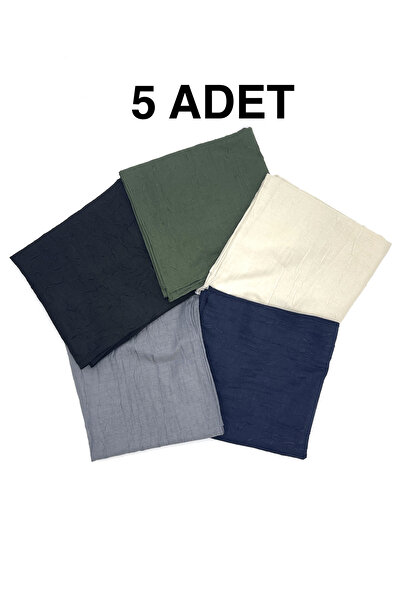 nazipek 5'li Paket Pamuklu Bambu Kraş Eşarp Düğün Kına Dağıtmalık Toptan Yazma 100x100cm Overloklu