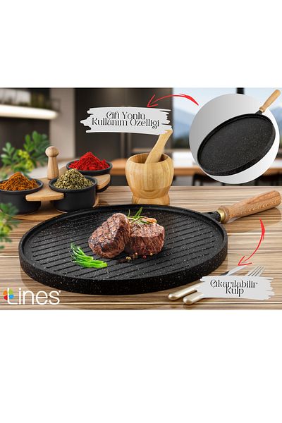 Lines 36cm Bidirectional Granite Cast Seal- Pancake Pan