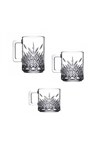Paşabahçe New Series Timeless 3 Sizes 6 Pieces 18 Piece Glass-Cup Set with Handle - 195cc/250cc/315cc