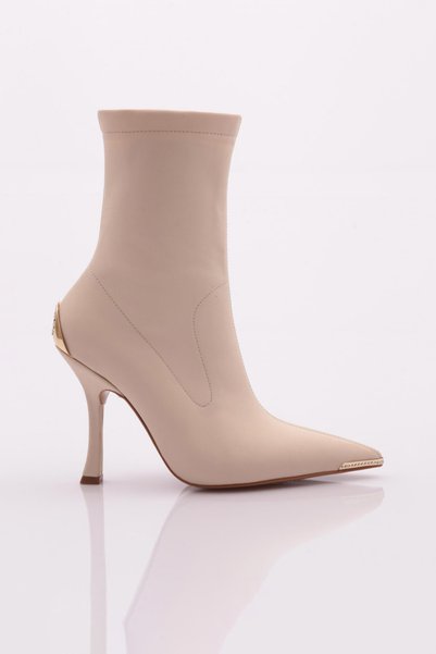 DGN Women's Heeled Boots Beige Stretch 32353568