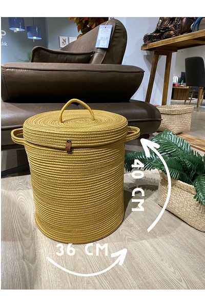 MaVaux Helios 36-40 Καλάθι από γιούτα με κάλυμμα - Wicker Look, Καλάθι πολλαπλών χρήσεων