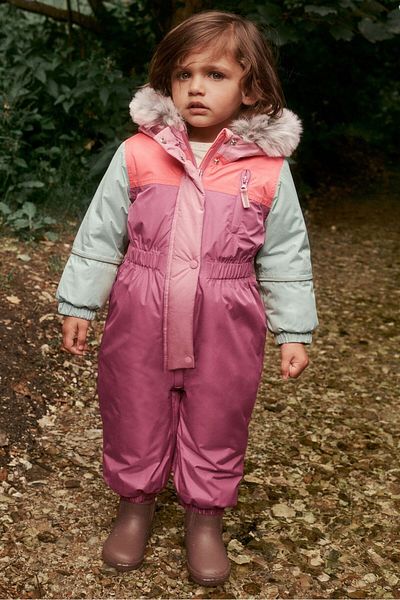 Next Baby Pink Waterproof Colored Snow Jumpsuit
