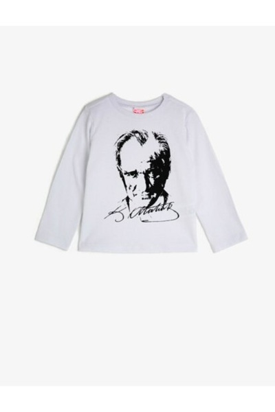 FATELLA UNISEX KIDS 23 APRIL 29 OCTOBER SHOW LONG SLEEVE ATATURK WHITE BLACK ...