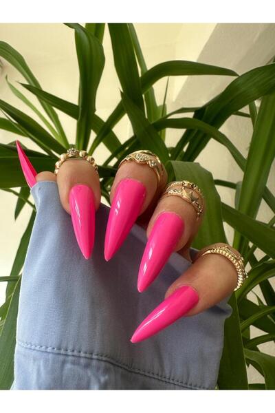 SYBELLE KOZMETİK 20 Adet Fuşya Stiletto Takma Tırnak