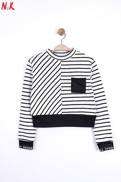 nk kids Pulover Belaruss pentru fete Ecru-Negru 35342