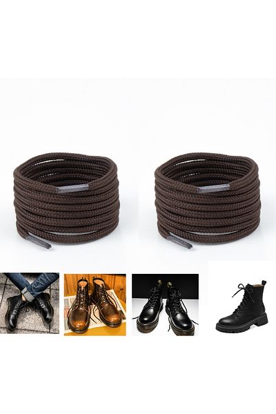AiryFooT 150 cm Brown Round Boot Laces, Durable Sturdy Laces, Shoelaces