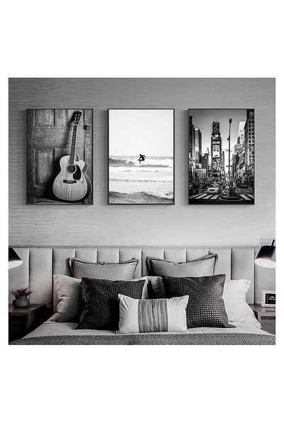 Linacci Set de 3 piese de cadru metalic negru pentru chitară Music City în stil modern