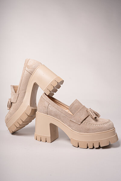 Riccon Aendorei Kadın Loafer 0012509 Bej Süet